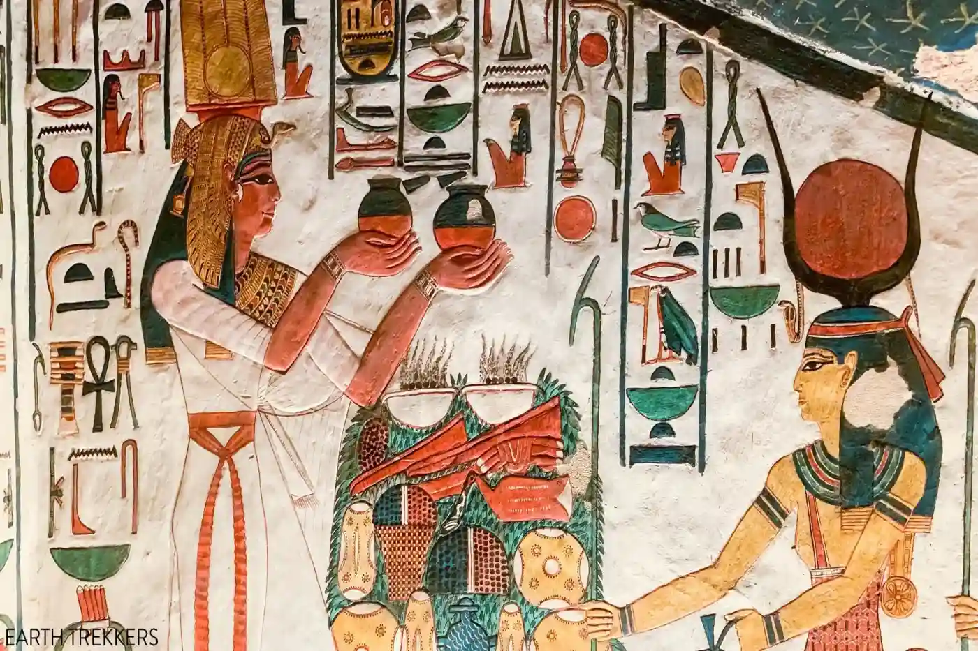 Inside the Valley of the Queens tour - colorful ancient Egyptian tomb paintings
