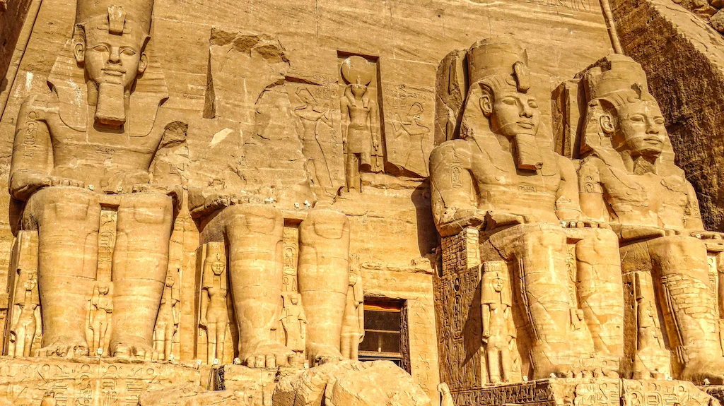 The four colossal statues of Ramses II at Abu Simbel — social media in ancient Egypt's most iconic pharaoh profile picture carved in stone