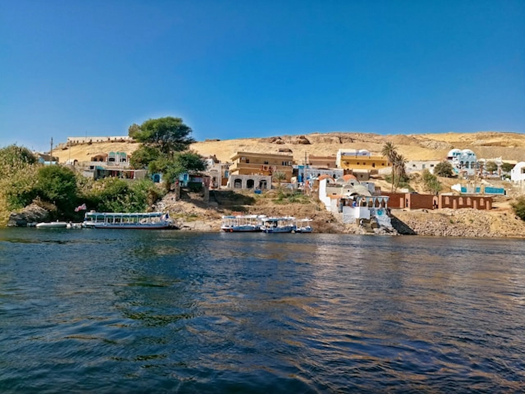 Nubian village along the Nile River near Aswan High Dam Egypt