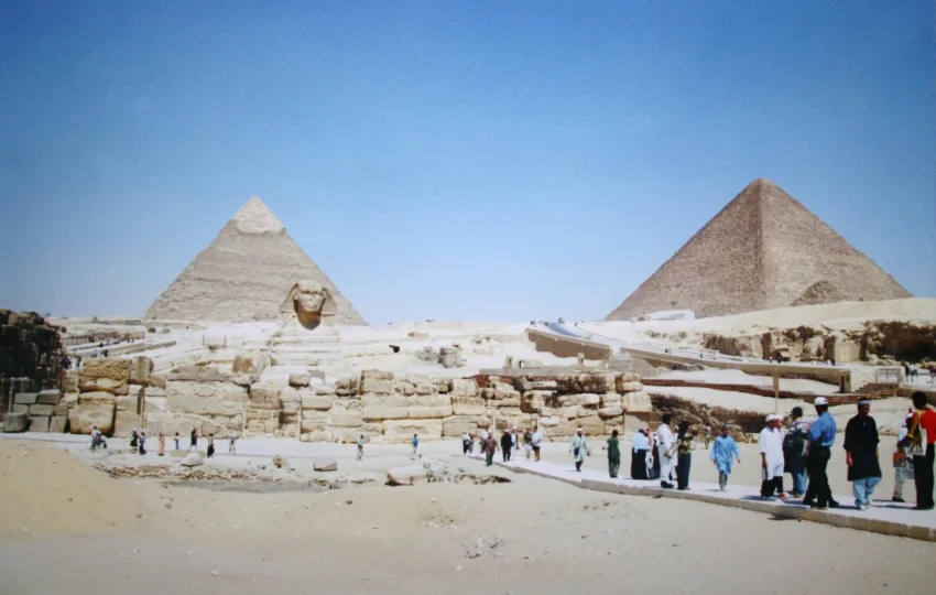 The Great Sphinx guarding the Giza plateau on the first morning of the Cairo trip