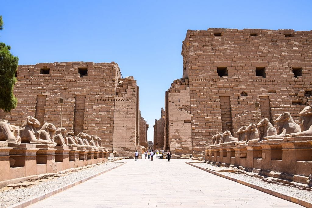 Karnak Temple columns in Thebes, an ancient capital of Egypt