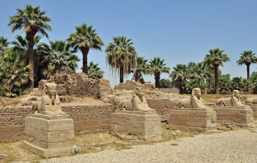 Walking the Avenue of Sphinxes that once linked Karnak with Luxor Temple