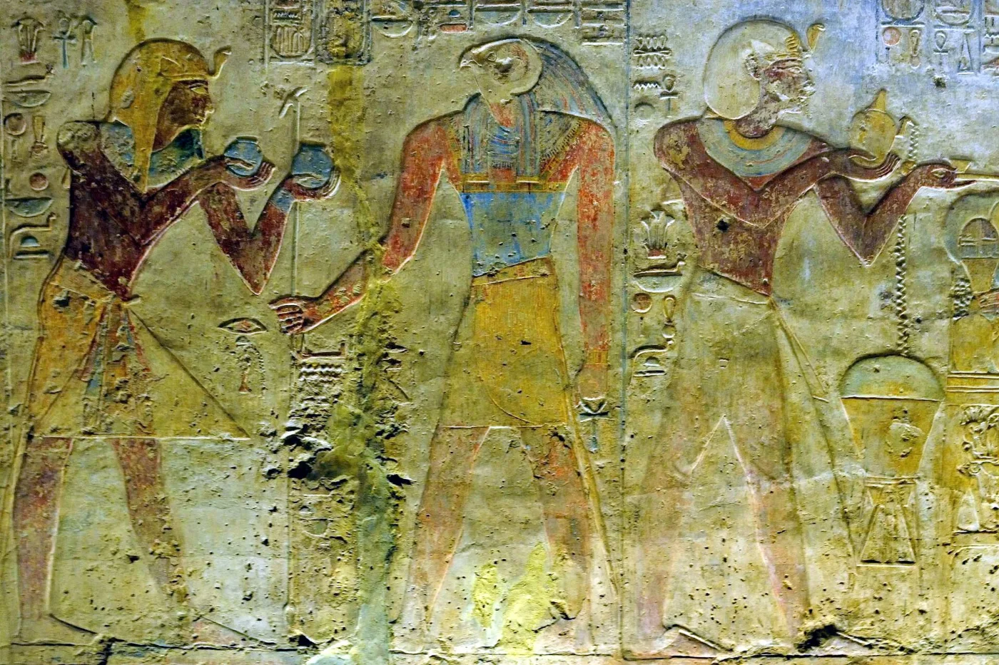 A carved relief inside the rock-cut temple of Beit el-Wali