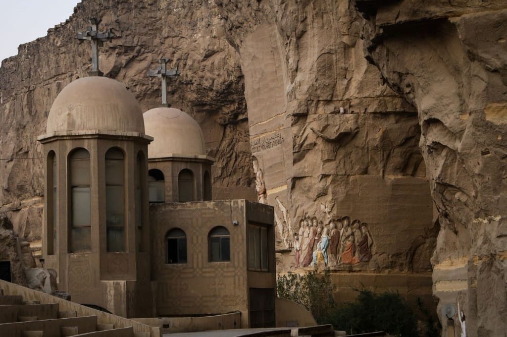Coptic church carved into rock, Cairo Egypt monastery near the Hanging Church