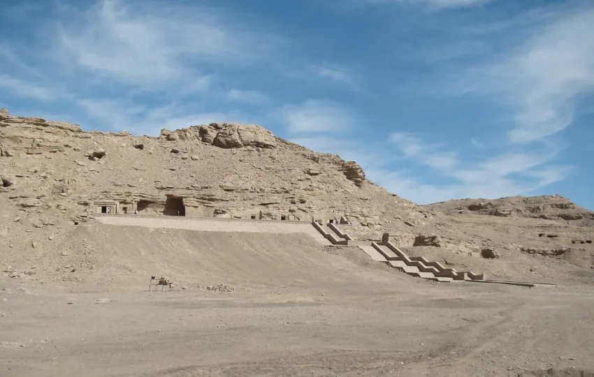 Rock-cut tombs above the ancient walled city of El Kab