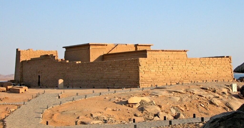 Kalabsha Temple Egypt entrance pylon at New Kalabsha near the Aswan High Dam
