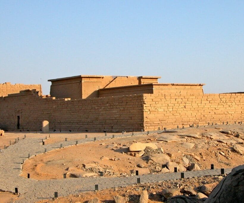 Kalabsha Temple Egypt entrance pylon at New Kalabsha near the Aswan High Dam