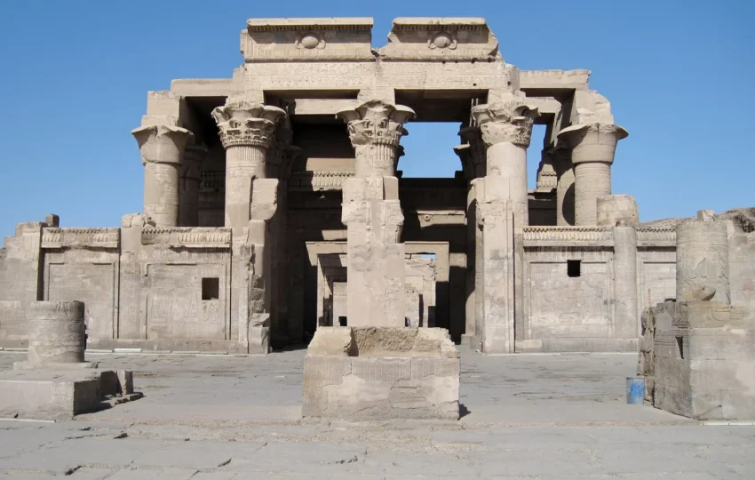 The facade of Kom Ombo temple, a morning stop on the Nile cruise