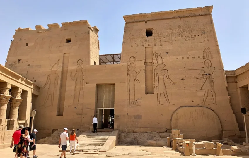 The pylon of the Temple of Isis at Philae, visited on the Philae temple tour from Aswan
