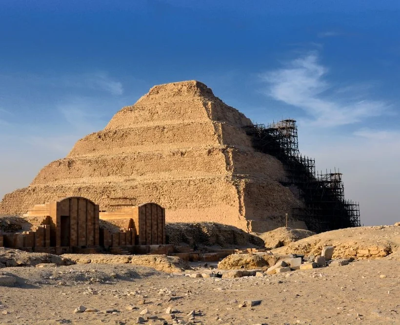 The Step Pyramid at Saqqara, built by Imhotep for Pharaoh Djoser around 2650 BC - egypt wizard doctor tomb saqqara