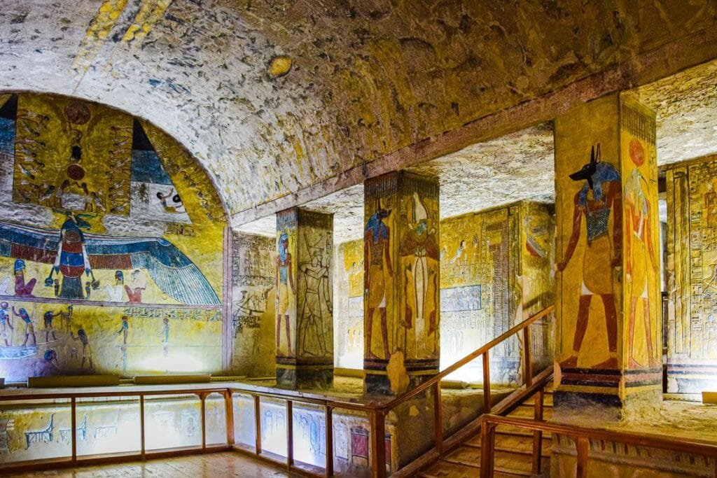 Painted KV14 tomb in the Valley of the Kings, where what is mummification evidence was found
