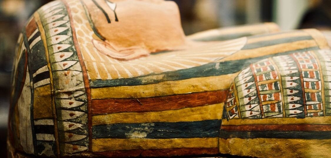 What is mummification: painted ancient Egyptian mummy coffin
