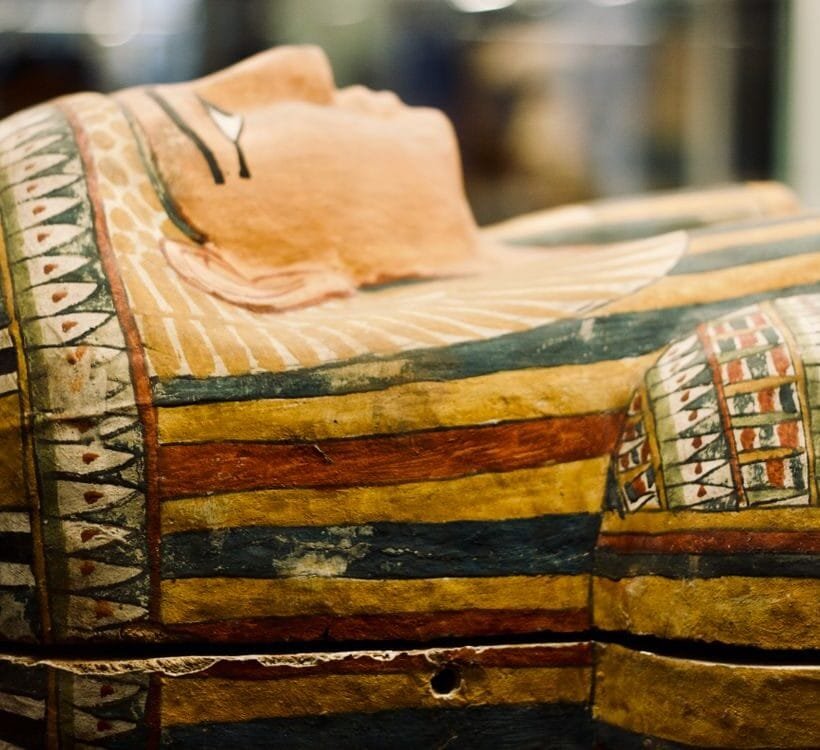 What is mummification: painted ancient Egyptian mummy coffin