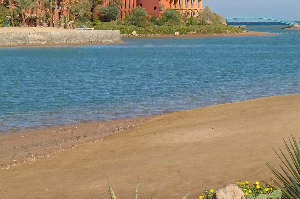Sandy resort beach at El Gouna on the Red Sea
