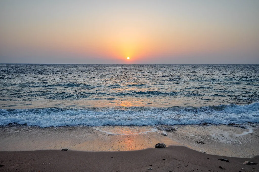 Beach vacation over Christmas: sunrise over the Red Sea