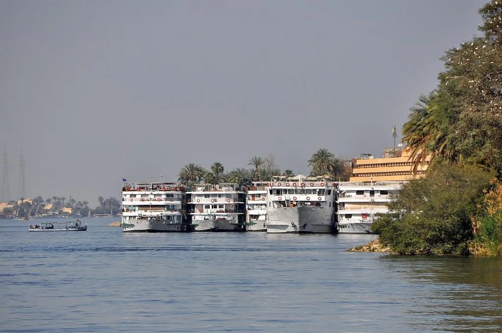 Best Christmas vacations: Nile cruise ships moored along the river in Egypt