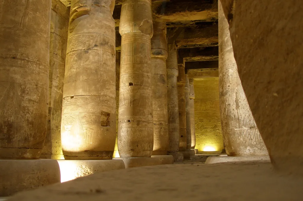Columns inside the Temple of Seti I at Abydos