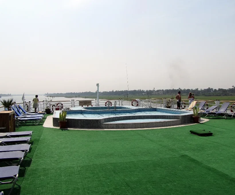 Christmas all inclusive holidays: sun deck and pool on a Nile cruise ship