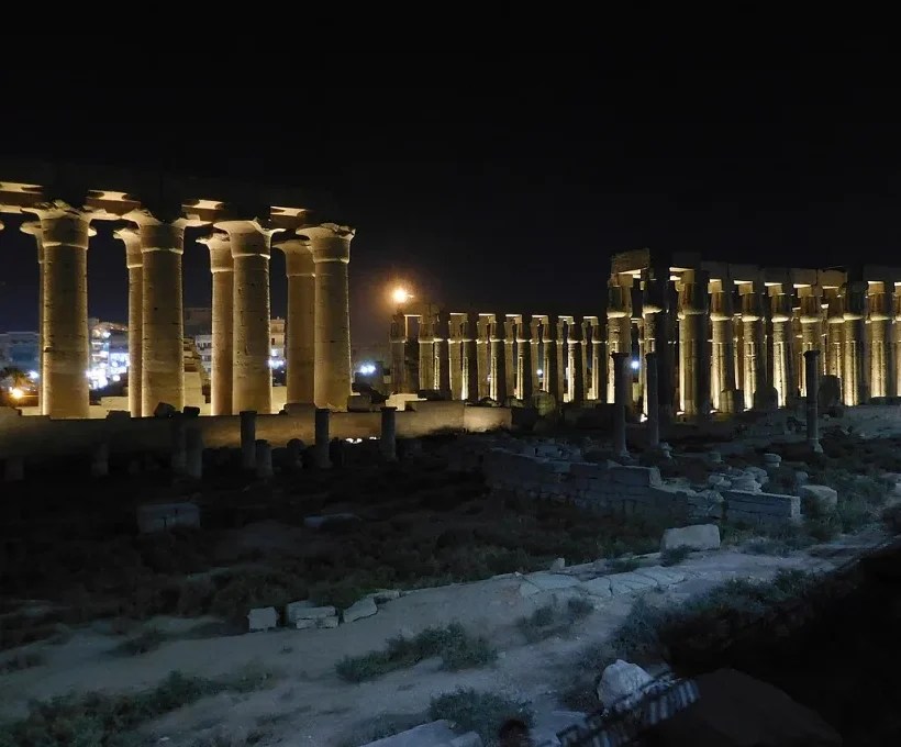 Christmas holidays last minute in Egypt: Luxor Temple lit up after dark in December