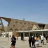 Christmas travel in Egypt: the monumental facade of the Grand Egyptian Museum near Giza