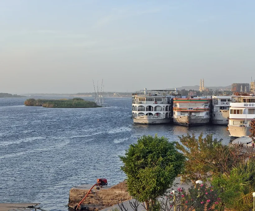 Christmas vacation packages in Egypt: Nile cruise ships moored at Aswan