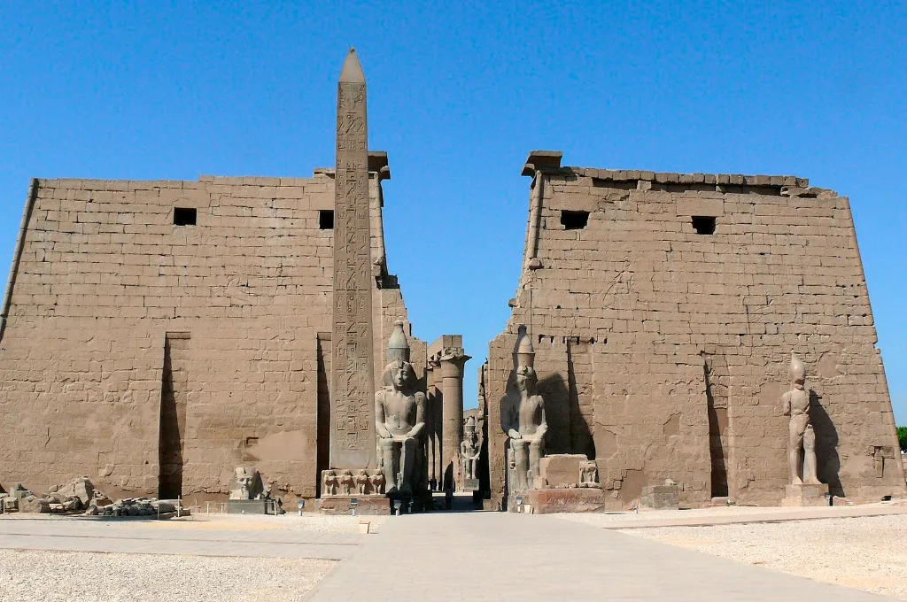 Luxor Temple pylon and obelisk, a highlight of Christmas vacation packages in Egypt