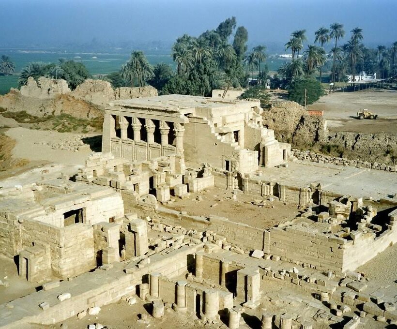 Aerial view of the Temple of Hathor Dendera and its enclosure