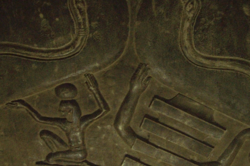 Detail of the snake and lotus relief known as the Dendera lights