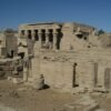 Colonnaded buildings inside the Dendera temple in Egypt enclosure near Qena