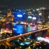 Cairo skyline and Nile reflections on New Year's Eve