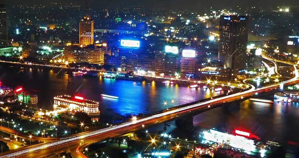 Cairo skyline and Nile reflections on New Year's Eve