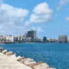 Alexandria Corniche and Mediterranean sea in clear winter light