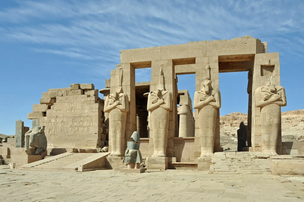 Osiris pillar statues at the Ramesseum in Luxor - New Year in Ancient Egypt