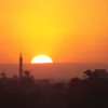 Sunset over the Luxor West Bank and the Nile in winter
