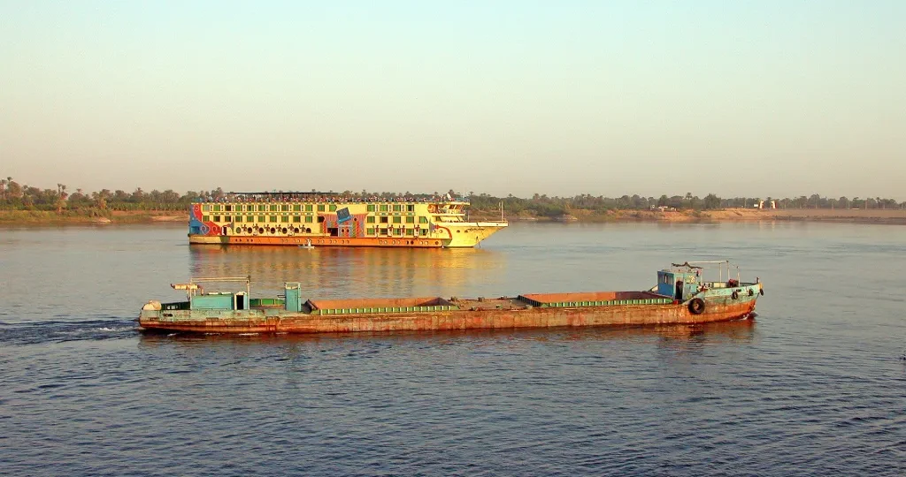 Nile riverboat in warm evening light on a winter cruise