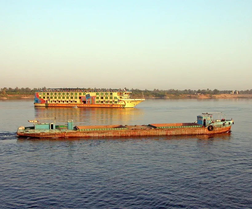Nile riverboat in warm evening light on a winter cruise