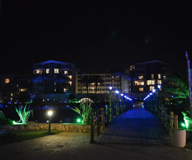 Hurghada resort lit up at night, ready for New Year's Eve